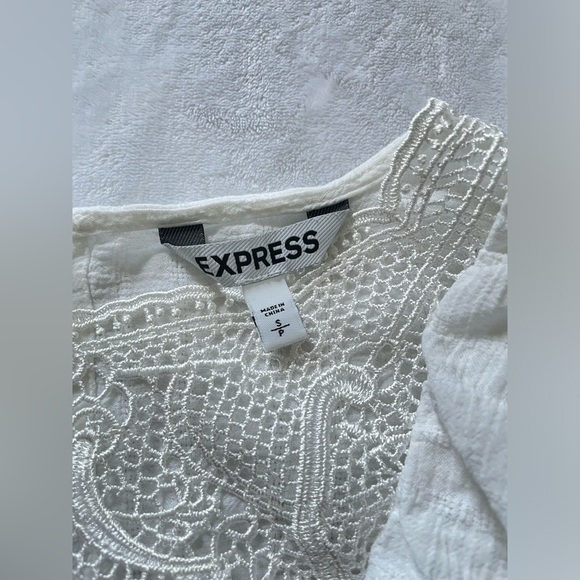 Express White Lace Romper Small Open Back Size Small - Picture 8 of 9